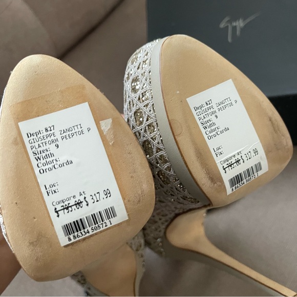 NIB giuseppe zanotti peeptoe platform gold glitter EU 39 - Picture 4 of 14